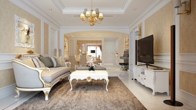 Mẫu thiết kế nội thất căn hộ Hoàng Anh Gia Lai cao cấp phong cách tân cổ điển Thiết kế chung cư
